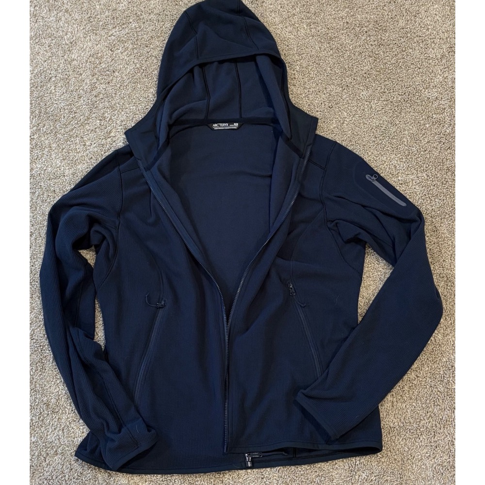Arcteryx Delta LT Hoody Womens Medium Navy Blue Grid Fleece Full Zip Jacket